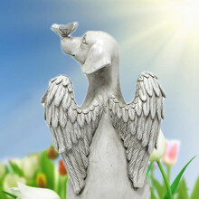 Garden Resin Dog Angel Butterfly Sculpture 20x11x11cm Hand-Painted Gift