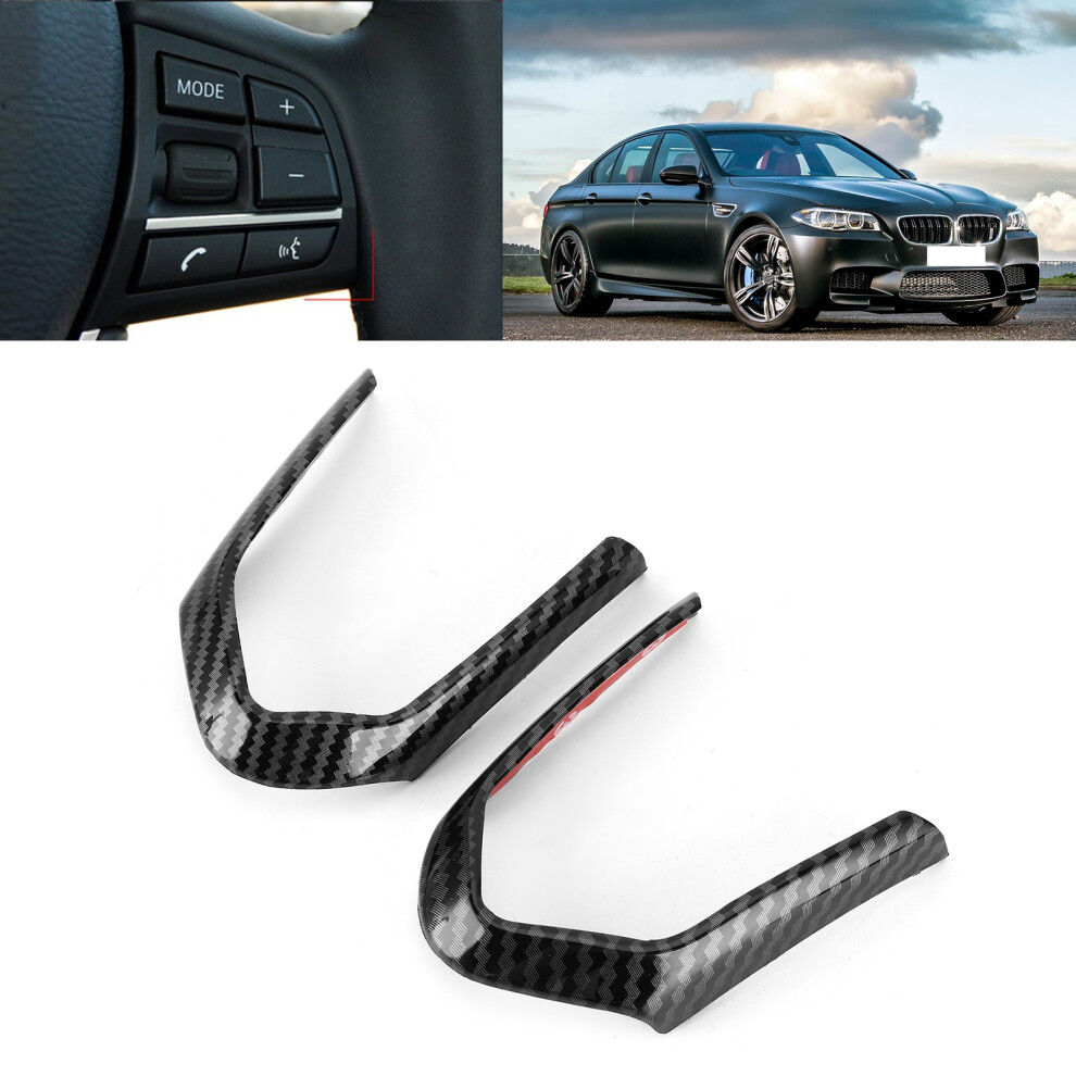 Carbon Fiber Style Steering Wheel Button Frame Cover Fit For 5 Series F10 F18 2013-2017 9411359404141