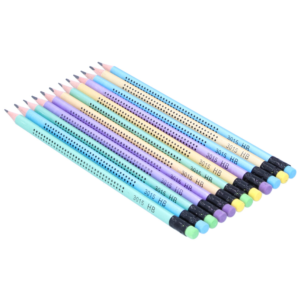 12Pcs Triangular Non-Slip Pencil Set With Sharpener, 18.6Cm 9361359404774