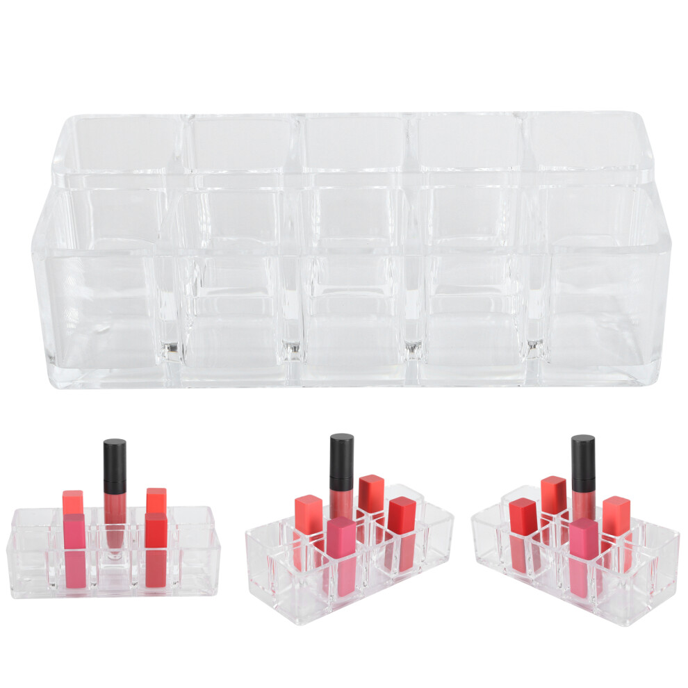 Transparent Acrylic Lipstick Organizer 10 Grid Stand 17.2x6.8x5.1cm