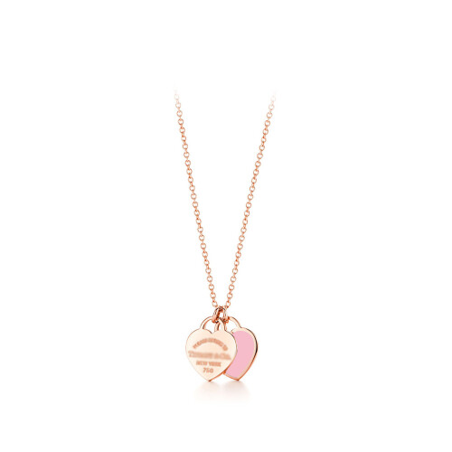 (Style H) Mini Double Heart Tag Pendant Necklace