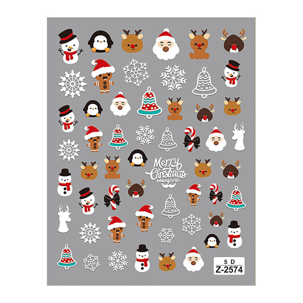 1 Sheet 5D Embossed Christmas Nail Stickers Glittering-2574