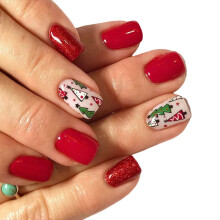 Glittering Press On Nails Full Cover Stick on Nails Christmas
