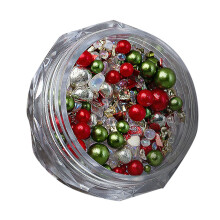 Christmas Nail Rhinestones Nail Supplies Gems Round Pearls-ZZ69