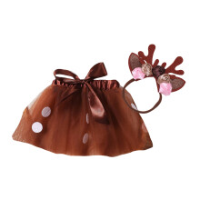 Flower Hairband Tutu Skirt Photo Costume for Newborn-dark brown
