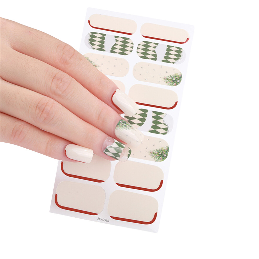 16 Strips Christmas Nail Wraps Stickers Nail Polish Strips-0515
