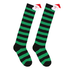 Lovely Cartoon Santa Socks for Winter-Green and black bars