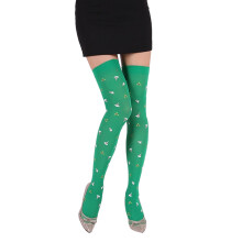 Fashion Sexy Knee High Stockings Patterned-Green Sox Christmas