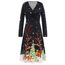 Ugly Christmas Dress Long Sleeve V Neck Christmas-hei3 S