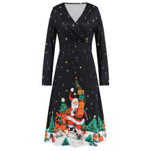 Christmas Dresses for Women V Neck Christmas Printed-hei2 M