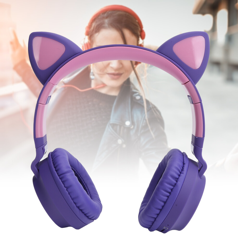 Wireless Cat Ear Headphones 3D Led Bluetooth 5.0 Light/Purple 4651359409912