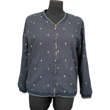ICHI Gilet Zippé Femme Confortable Fermeture Éclair Chaud Bleu Marine Taille L