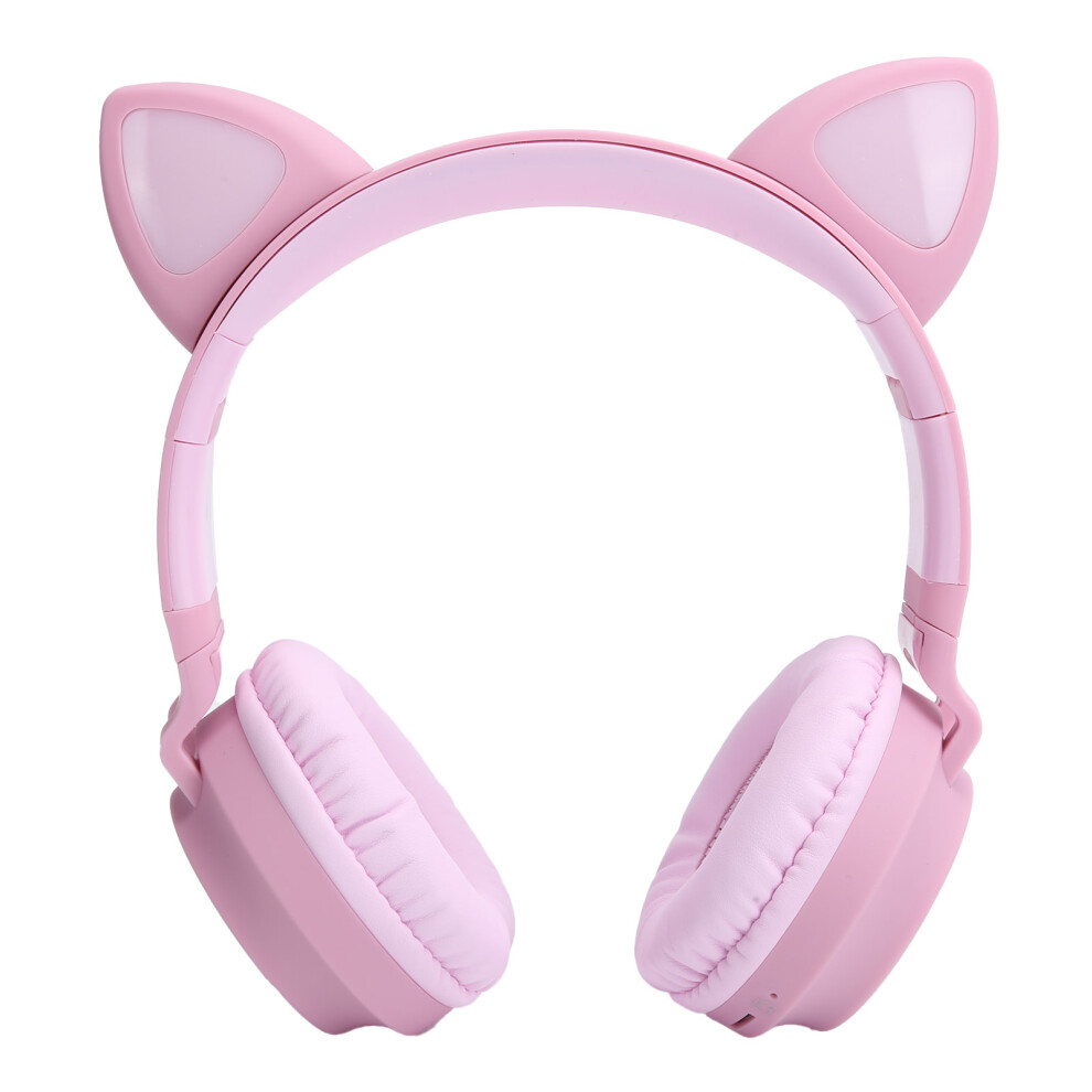 Wireless 3D Led Cat Ear Headphones Bluetooth 5.0 With Mic & Aux Pink 5071359410630