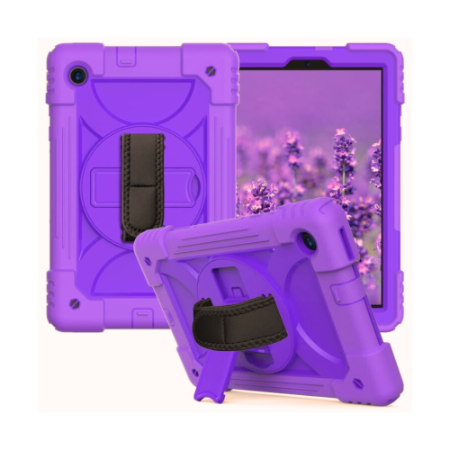 Housse pour Samsung Galaxy Tab A7 10.4" avec Sangle d'Épaule Violette