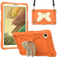 Etui na iPad 10.2" z Podstawką Motyla i Paskiem na Ramię Pomarańczowe
