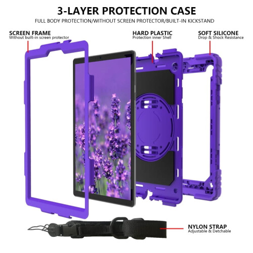 Housse pour Samsung Galaxy Tab A7 10.4" avec Sangle d'Épaule Violette 1