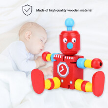 Roter Holzroboter-Spielzeug für Kinder – Bildung & Spaß Trainingsgerät