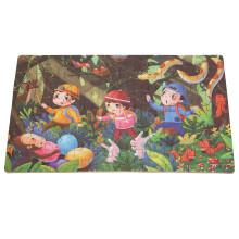 60 Stück Kinder Cartoon Puzzle mit Aufbewahrungsbox – Dschungelabenteuer, 22x13cm