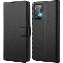 Schutzhülle mit Klappe für Samsung Galaxy A72 Leder Geldbörse Schwarz — handytasche a72, klapphülle samsung