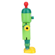 Bildungs Holzroboter Spielzeug für Kinder Grün 15cm Lern- & Spaßgeschenk