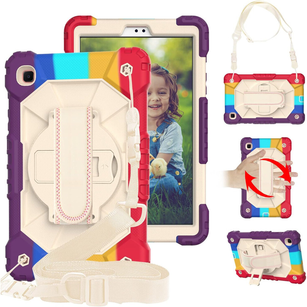 Case For Samsung Galaxy Tab A 8.0 - Heavy Duty Shockproof Cover With 360 Rotating Kickstand, Hand Grip And Shoulder Strap 5906792669157