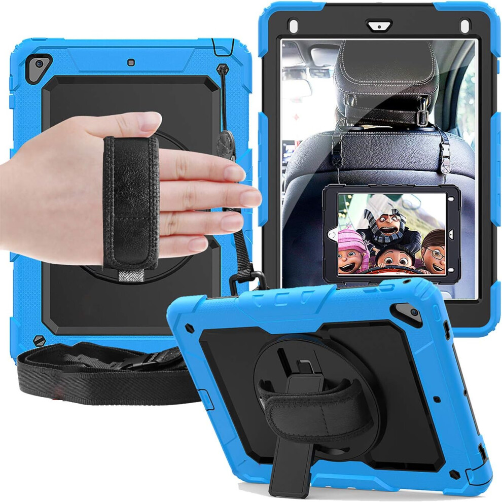Rugged Ipad Air 3/Pro 10.5 Case - Heavy Duty Cover With 360 Rotating Kickstand, Hand Grip & Shoulder Strap In Blue 5906792671761