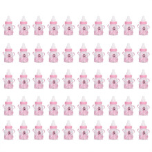 Packung mit 50 rosa Bonbongläschchen in Flaschenform für Baby-Shower