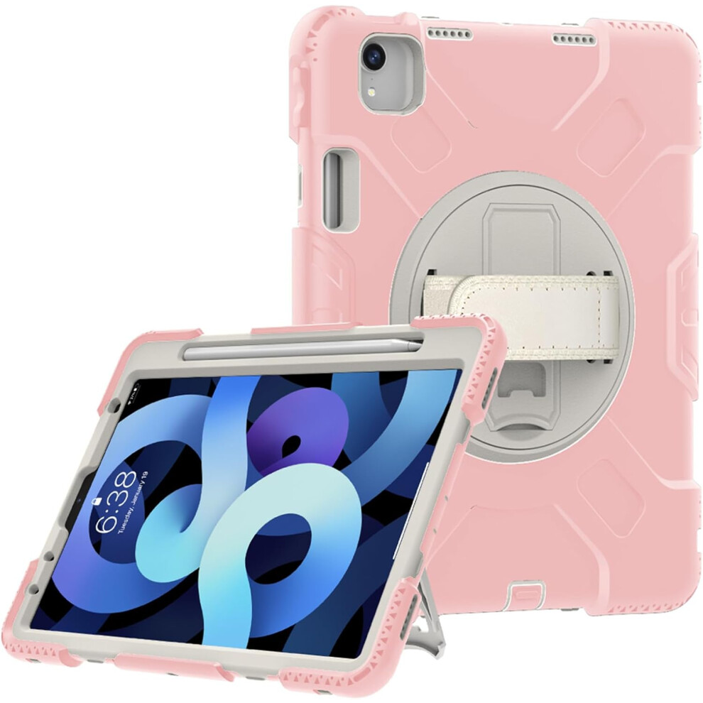Photos - Other for Computer Pink Heavy-Duty Case for iPad Pro 11 - with 360 Rotating Stand, Hand Strap & Pencil Holder for Three-Layer Shockproof Protec