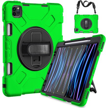 Étui robuste vert pour iPad Mini 6 8.3 pouces, triple protection, support rotatif, poignée, bandoulière et porte-stylet