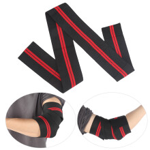 Sports Elbow Brace Elastic Wrap 111x8cm Black & Red, Adjustable Compression