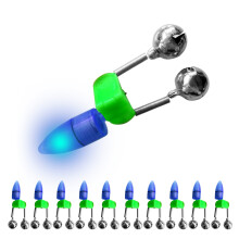 10pcs LED Night Fishing Bite Alarm with Twin Bells, Blue/Green/Red