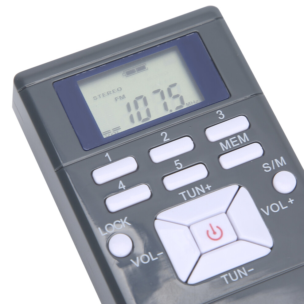 Portable Fm Stereo Radio Receiver Qqt102 With Lcd Display Earphone Dark/Gray 8451359424061