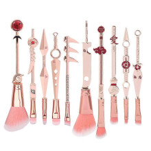 (rose gold) 10pcs Anime Makeup Brushes Set Cosmetic Powder Eyeshadow Eyebrow Lip Make Up Tools Sharingan Akatsukic For Fans Brush Maquiagem