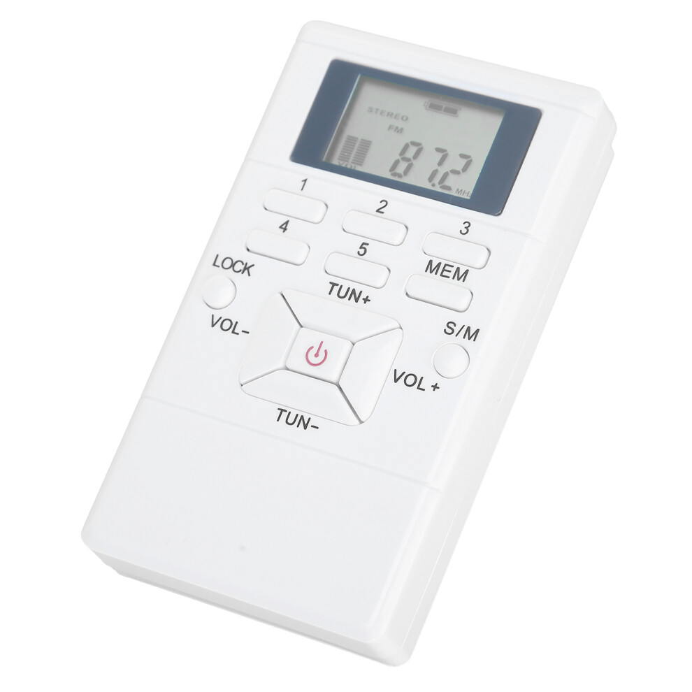 Portable Fm Radio Receiver Qqt102 Mini Stereo With Lcd Display Earphones White 7611359428044