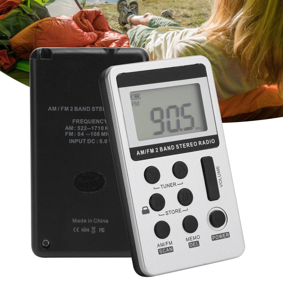 Pocket-Sized Qqt103 Stereo Fm/Am Receiver With Earphones Silver 4611359427859