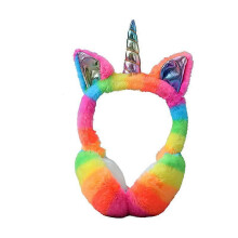 (MC1) Tie Dye Unicorn Soft Earmuffs Winter Fur Headphones Warmer Children Colorful Plush Earflap Lovely Headwear Kids Ears Cover