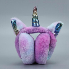 (PP) Tie Dye Unicorn Soft Earmuffs Winter Fur Headphones Warmer Children Colorful Plush Earflap Lovely Headwear Kids Ears Cover