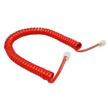 (Red) 4-core spiral RJ9 interface telephone handset cable, made of pure copper for noise reduction