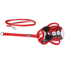 Red Grid Cat Vest with Adjustable Leash EscapeProof Harness M