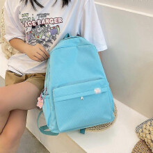 (Blue) Sweet Soft Sister Solid Color Large Capacity Student Schoolbag 2022 School Season New College Students Ins Backpack