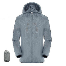 (Gray) Ultra-light Windbreaker Jackets Quick Dry Skin Coat Sunscreen Waterproof Uv Women Thin Army Outwear