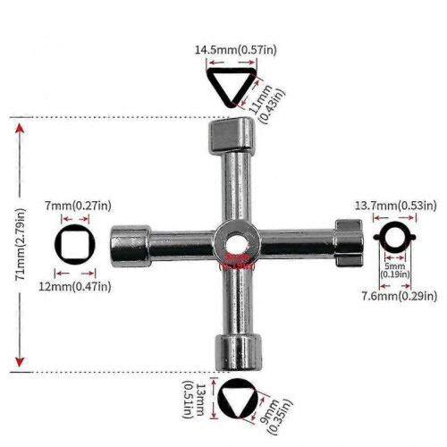 (TA) Key wrench, about 71mm long, with 4 keys for public doors and windows 1