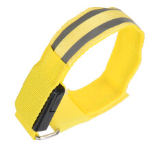 Reflective LED Light Armband, Dual Fluorescent Strips, Yellow, 2x CR2032, 40H Brightness