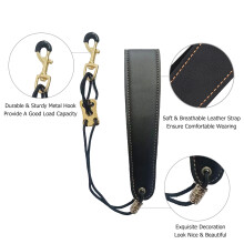 Adjustable Soft Leather Saxophone & Clarinet Neck Strap with Metal Hook