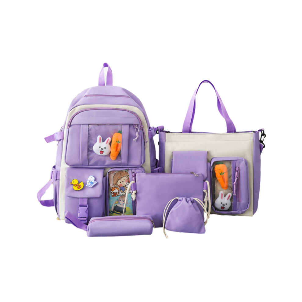 (purple) Convenient School Bag With Durable Canvas Large Capacity Schoolbag-image-OPC-PMTQW86-NEW