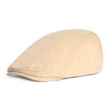(one size, Beige) Cotton beret with adjustable head circumference from 55 to 60 cm, weighing 71 grams