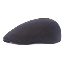 (one size, Black) Cotton beret with adjustable head circumference from 55 to 60 cm, weighing 71 grams