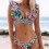 (M, Red) Floral Printed Deep V-neck  Hipster Bikini 2
