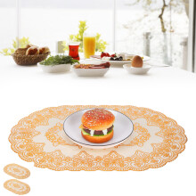 Gold PVC Table Mats 2 Pack with Coasters for Dining Table & Wedding Decor