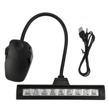 Schwarche USB-LED-Clip-On-Musikständerlampe mit verstellbarem Nacken, Schreibtischlampe